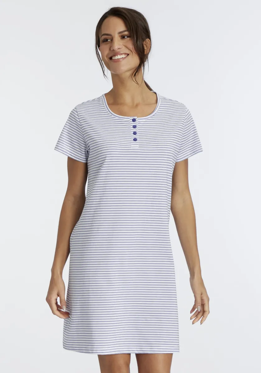 Ночная рубашка Vivance Dreams с полосками, окрашенными в пряжу, темно-синий
Ночная рубашка Vivance Dreams с полосками, окрашенными в пряжу, темно-синий