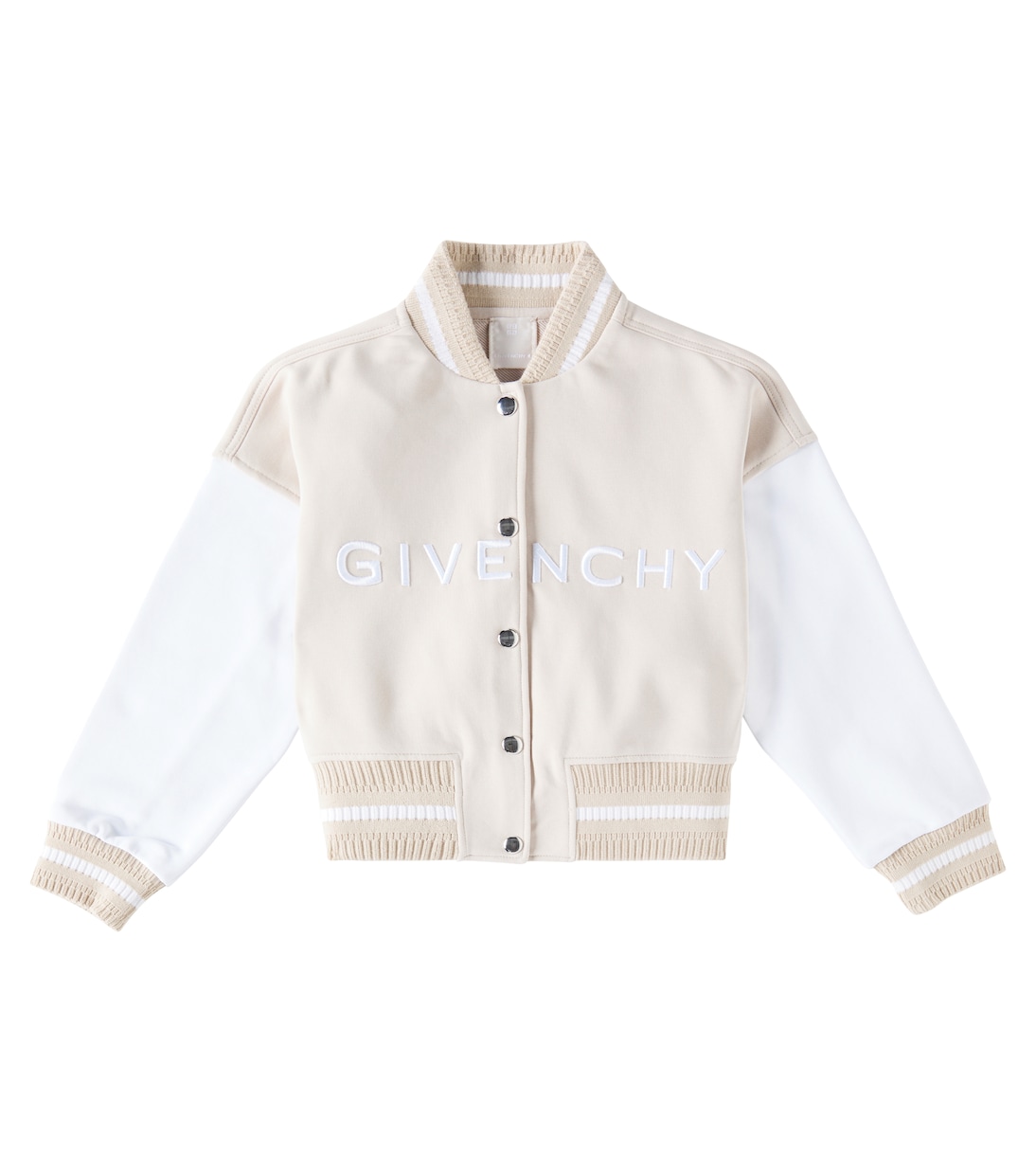 Куртка-бомбер из смесовой хлопковой ткани Givenchy Kids, кремовый 
Куртка-бомбер из смесовой хлопковой ткани Givenchy Kids, кремовый