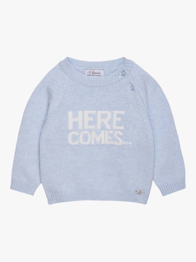 Джемпер со слоганом из смеси детской шерсти мериноса и кашемира Trotters, цвет Pale Blue
Джемпер со слоганом из смеси детской шерсти мериноса и кашемира Trotters, цвет Pale Blue