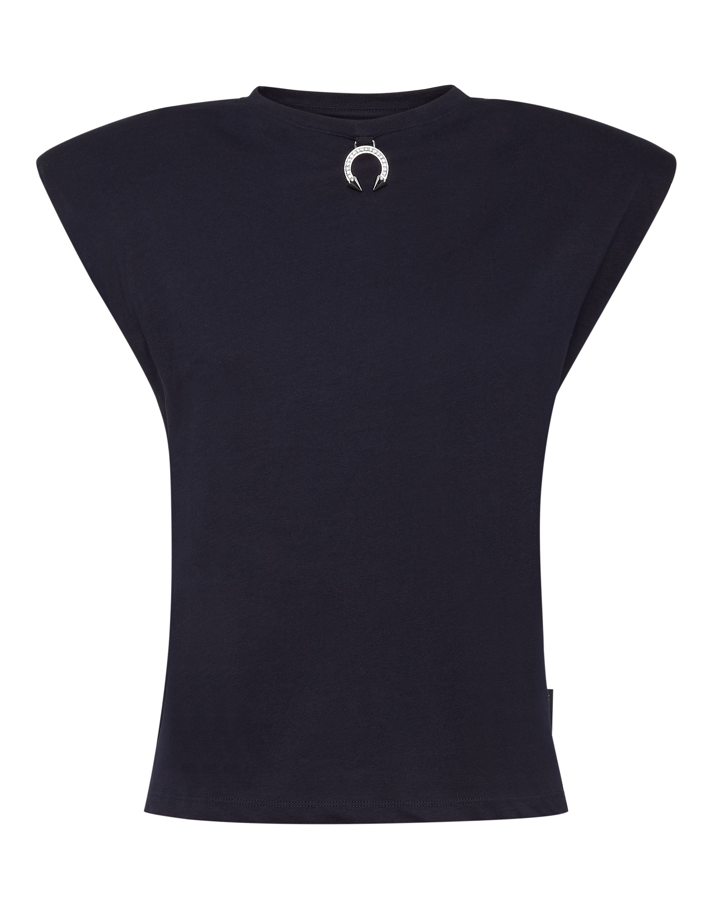 Майка с круглым вырезом, пирсингом и подкладкой на плече PHILIPP PLEIN
Майка с круглым вырезом, пирсингом и подкладкой на плече PHILIPP PLEIN