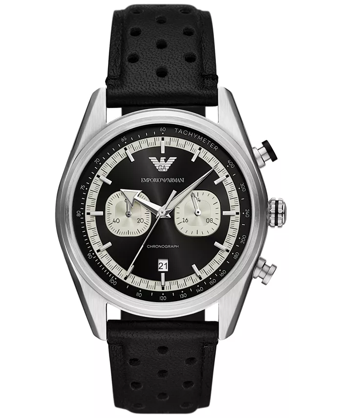 Мужские часы с хронографом на черном перфорированном кожаном ремешке, 42 мм Emporio Armani
Мужские часы с хронографом на черном перфорированном кожаном ремешке, 42 мм Emporio Armani