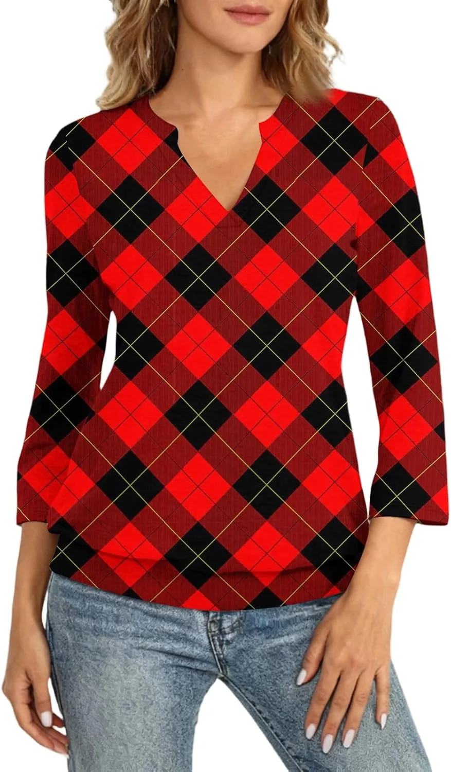 Женская блузка 3/4 с рукавом V-образным вырезом и пуговицами FlekmanArt
Женская блузка 3/4 с рукавом V-образным вырезом и пуговицами FlekmanArt