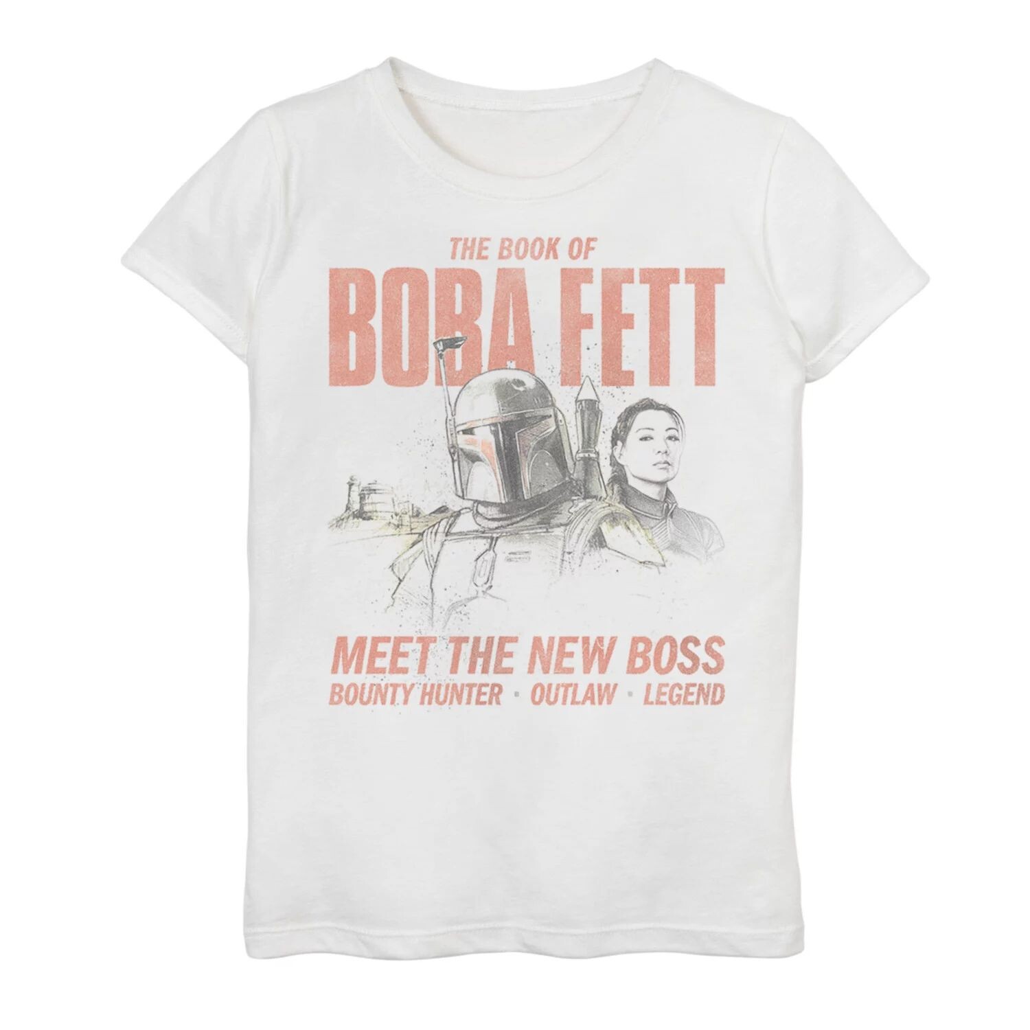 Футболка с портретом и рисунком для девочек 7–16 лет «Звездные войны. Книга Бобы Фетта». Star Wars, белый
Футболка с портретом и рисунком для девочек 7–16 лет «Звездные войны. Книга Бобы Фетта». Star Wars, белый