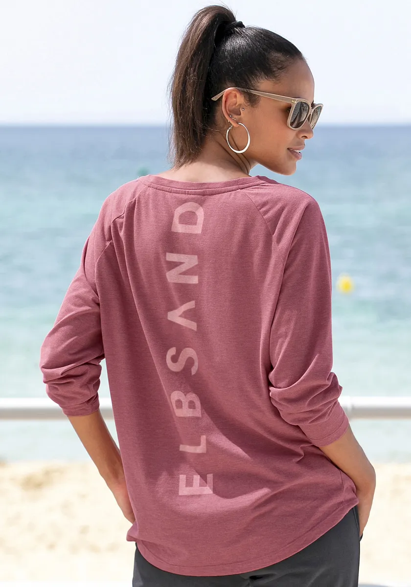 Эльбсанд рубашка с длинными рукавами "Тира", с логотипом на спине, рубашка с длинными рукавами, спортивно-повседневная Elbsand, лиловый 
Эльбсанд рубашка с длинными рукавами "Тира", с логотипом на спине, рубашка с длинными рукавами, спортивно-повседневная Elbsand, лиловый