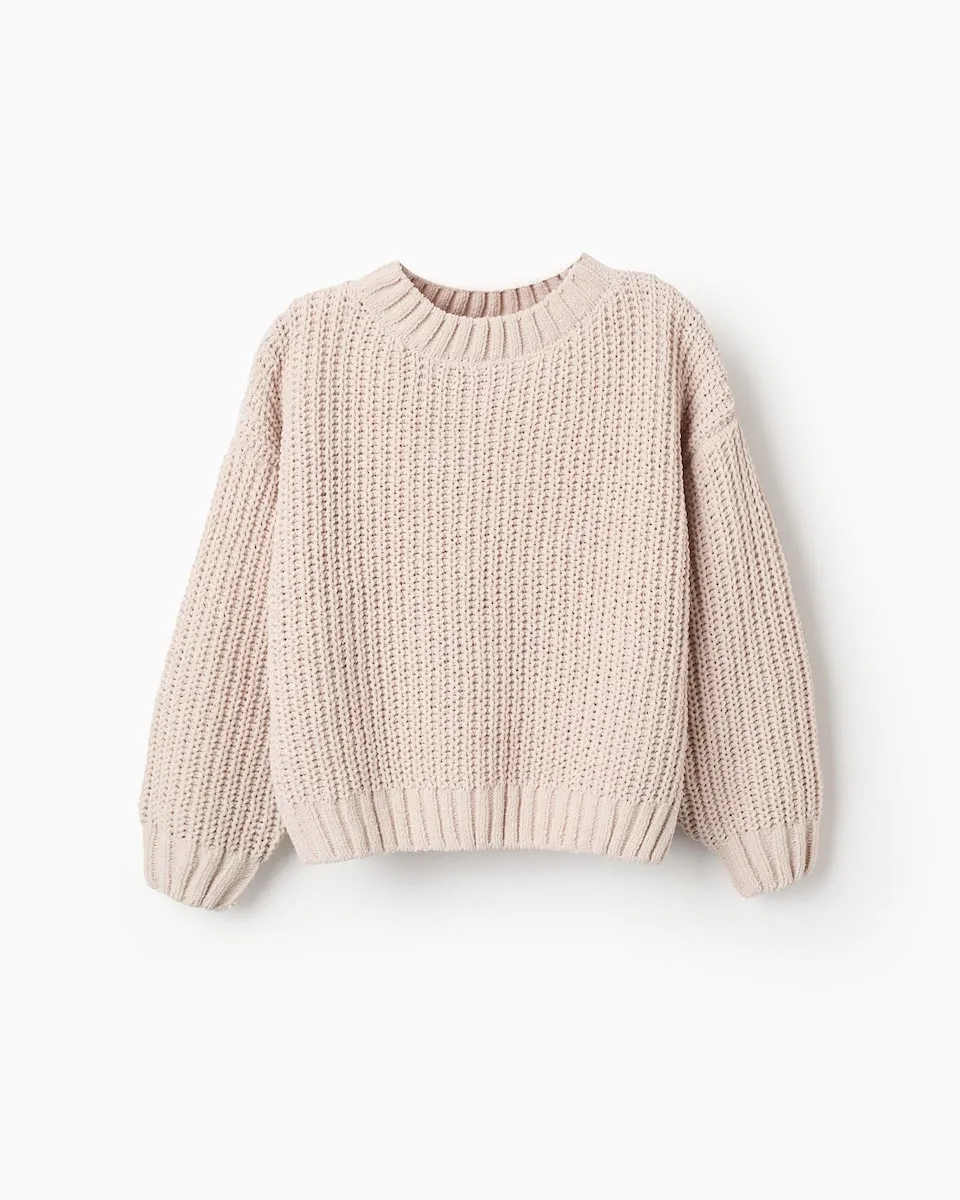 Детский свитер из плюшевой пряжи с каплевидным вырезом Zippy, белый 
Детский свитер из плюшевой пряжи с каплевидным вырезом Zippy, белый