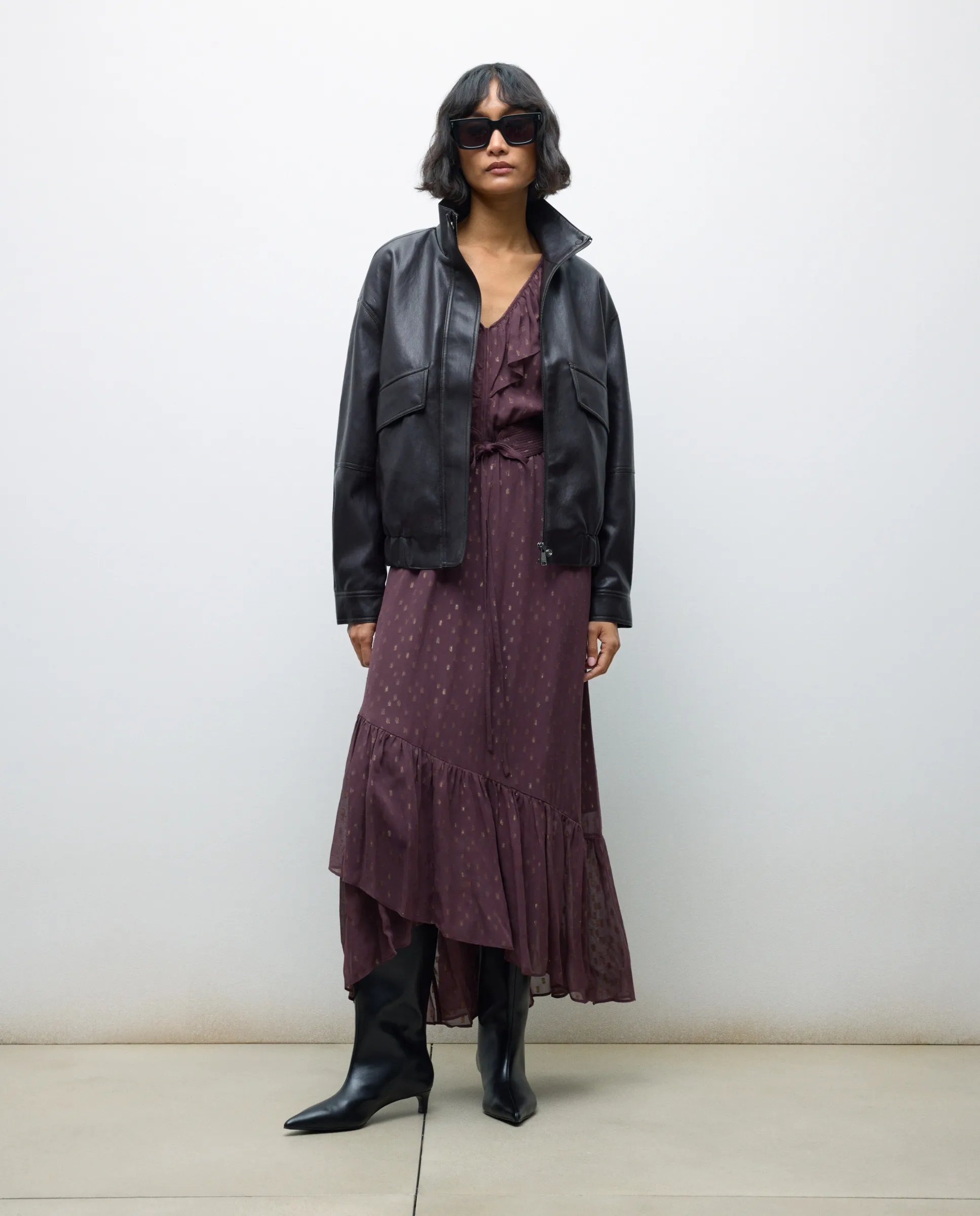 Длинное платье миди с длинными рукавами из люрекса Tintoretto, бордовый
Длинное платье миди с длинными рукавами из люрекса Tintoretto, бордовый