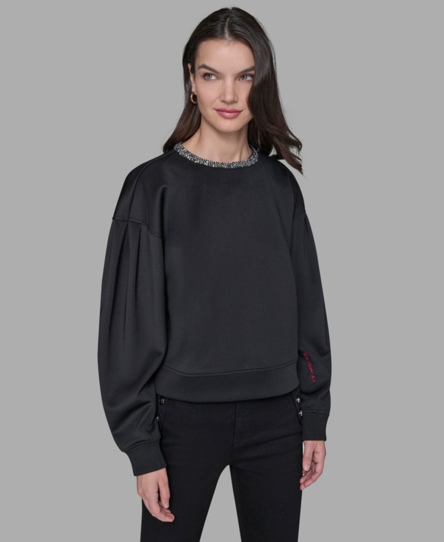 Женская блузка с круглым вырезом и кристаллами KARL LAGERFELD PARIS, Black
Женская блузка с круглым вырезом и кристаллами KARL LAGERFELD PARIS, Black