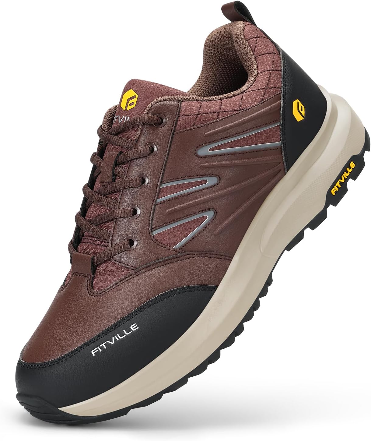 Мужские широкие походные кроссовки FitVille для улицы и треккинга с противоскользящей подошвой, коричневый
Мужские широкие походные кроссовки FitVille для улицы и треккинга с противоскользящей подошвой, коричневый