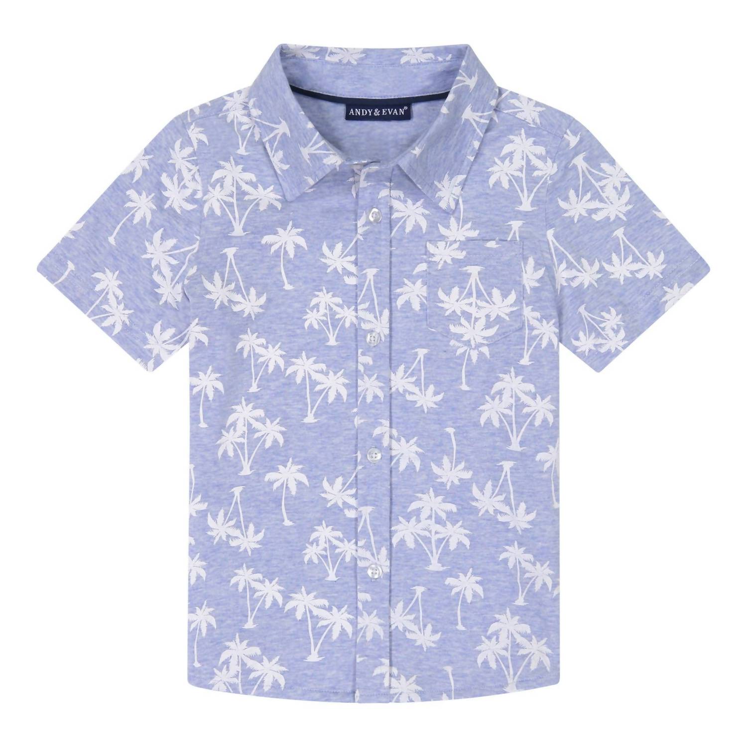 Детская хлопковая трикотажная рубашка на пуговицах в светло-голубом цвете Andy & Evan
Детская хлопковая трикотажная рубашка на пуговицах в светло-голубом цвете Andy & Evan