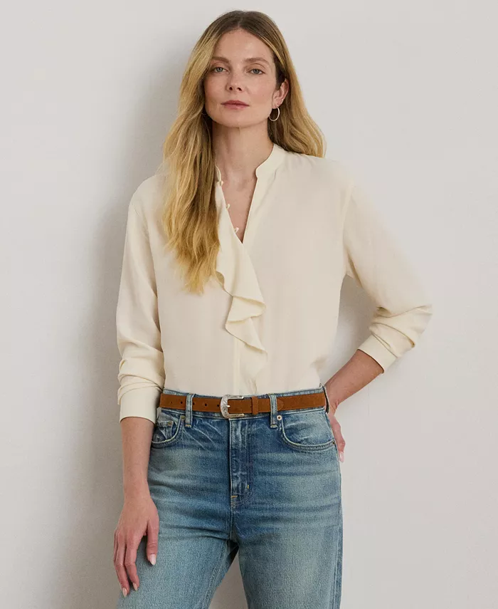 Женская туника из жоржета с оборками Lauren Ralph Lauren, белый
Женская туника из жоржета с оборками Lauren Ralph Lauren, белый