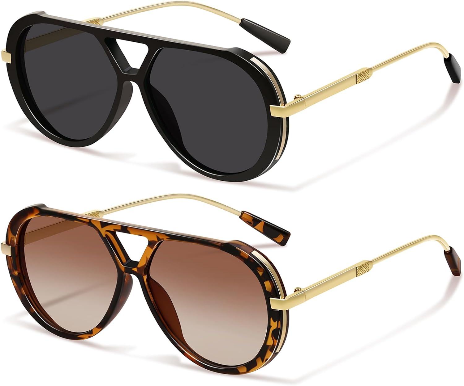 Ретро-солнцезащитные очки-авиаторы золотистого цвета для женщин и мужчин, большая оправа, модный винтажный стиль 70-х, защита от УФ-излучения YMRFW, 2pack (Black/Gray+tortoise/Gradient Tea)
Ретро-солнцезащитные очки-авиаторы золотистого цвета для женщин и мужчин, большая оправа, модный винтажный стиль 70-х, защита от УФ-излучения YMRFW, 2pack (Black/Gray+tortoise/Gradient Tea)
