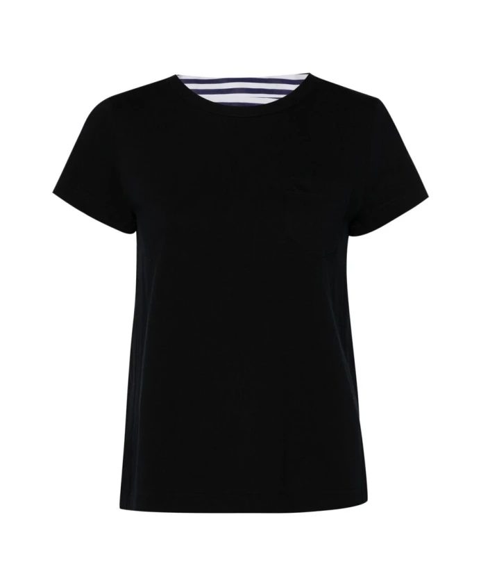 Хлопковая футболка в полоску с круглым вырезом Sacai, синий
Хлопковая футболка в полоску с круглым вырезом Sacai, синий