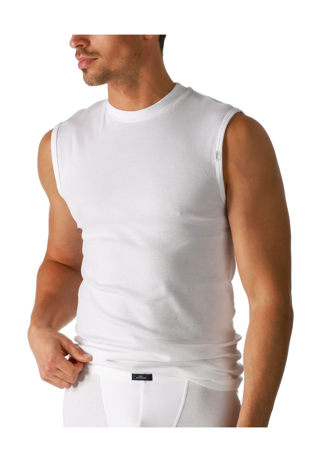 Майка, круглый вырез, однотонная, мужская mey, белый
Майка, круглый вырез, однотонная, мужская mey, белый