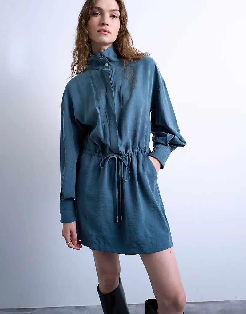 Мини-платье Topshop с воротником-стойкой пыльно-синего цвета
Мини-платье Topshop с воротником-стойкой пыльно-синего цвета