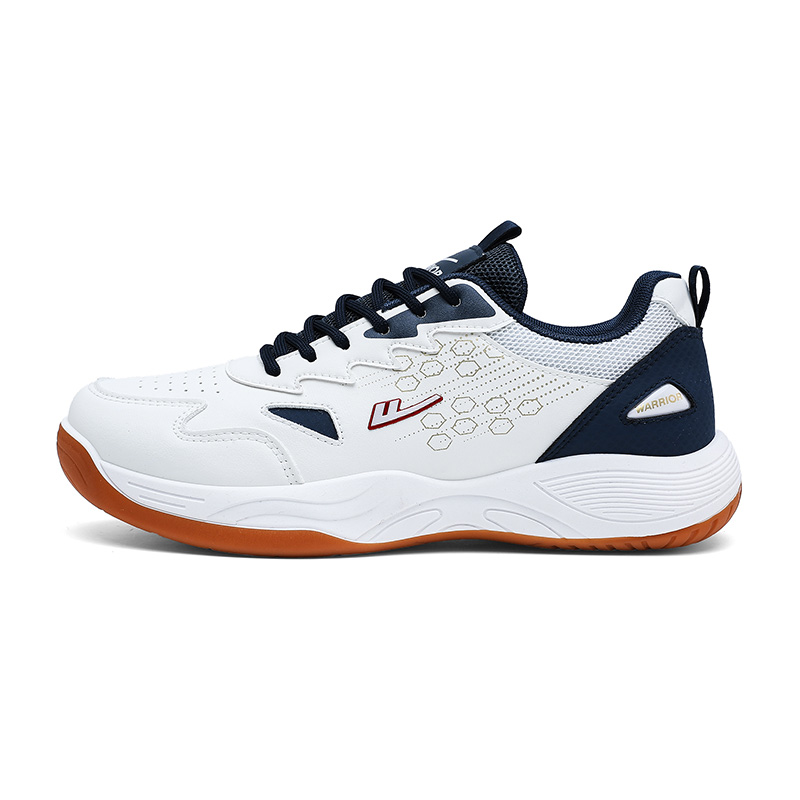 Мужские кроссовки для бадминтона с амортизацией, отскоком, износостойкостью, легкие и низкие WARRIOR, White Dark Blue 
Мужские кроссовки для бадминтона с амортизацией, отскоком, износостойкостью, легкие и низкие WARRIOR, White Dark Blue