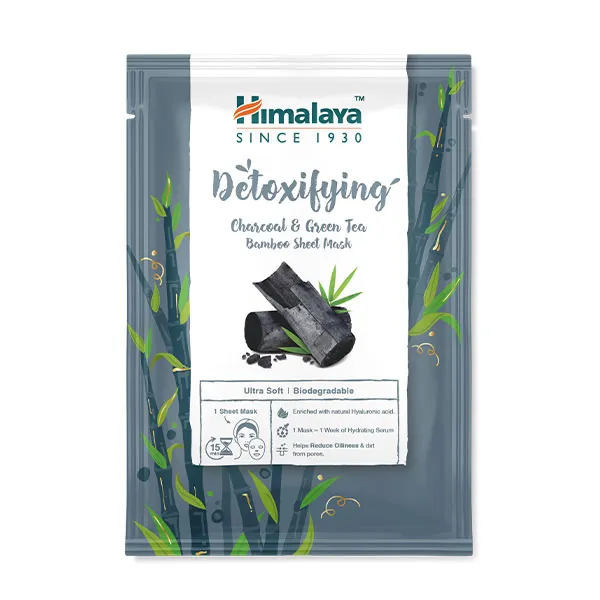 Маска для лица уменьшает поры и кожное сало Detoxifying Charcoal & Green Tea Bamboo Sheet Mask Himalaya, 1 UD
Маска для лица уменьшает поры и кожное сало Detoxifying Charcoal & Green Tea Bamboo Sheet Mask Himalaya, 1 UD