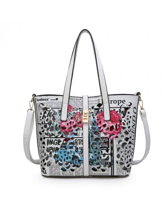 Сумка-тоут 2-в-1 через плечо с клапаном на застежке с узором, вырезанным лазером JFY, белый
Сумка-тоут 2-в-1 через плечо с клапаном на застежке с узором, вырезанным лазером JFY, белый