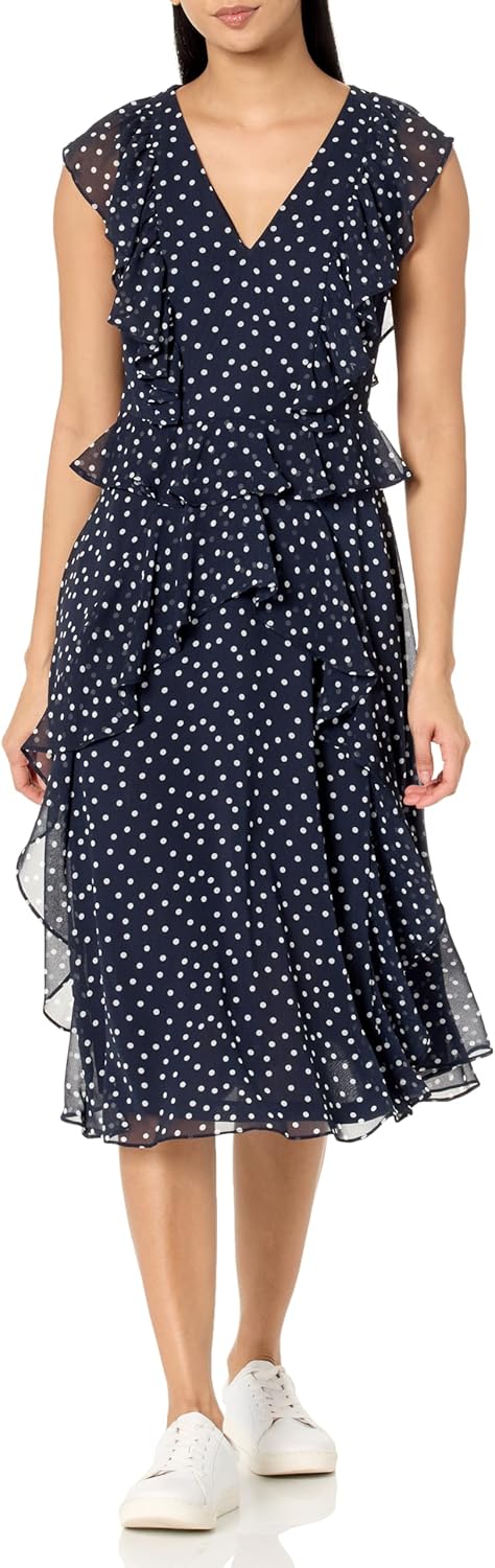 Женское платье Tommy Hilfiger длины миди из шифоновой ткани с оборками и короткими рукавами, Sky Captain/Ivory
Женское платье Tommy Hilfiger длины миди из шифоновой ткани с оборками и короткими рукавами, Sky Captain/Ivory