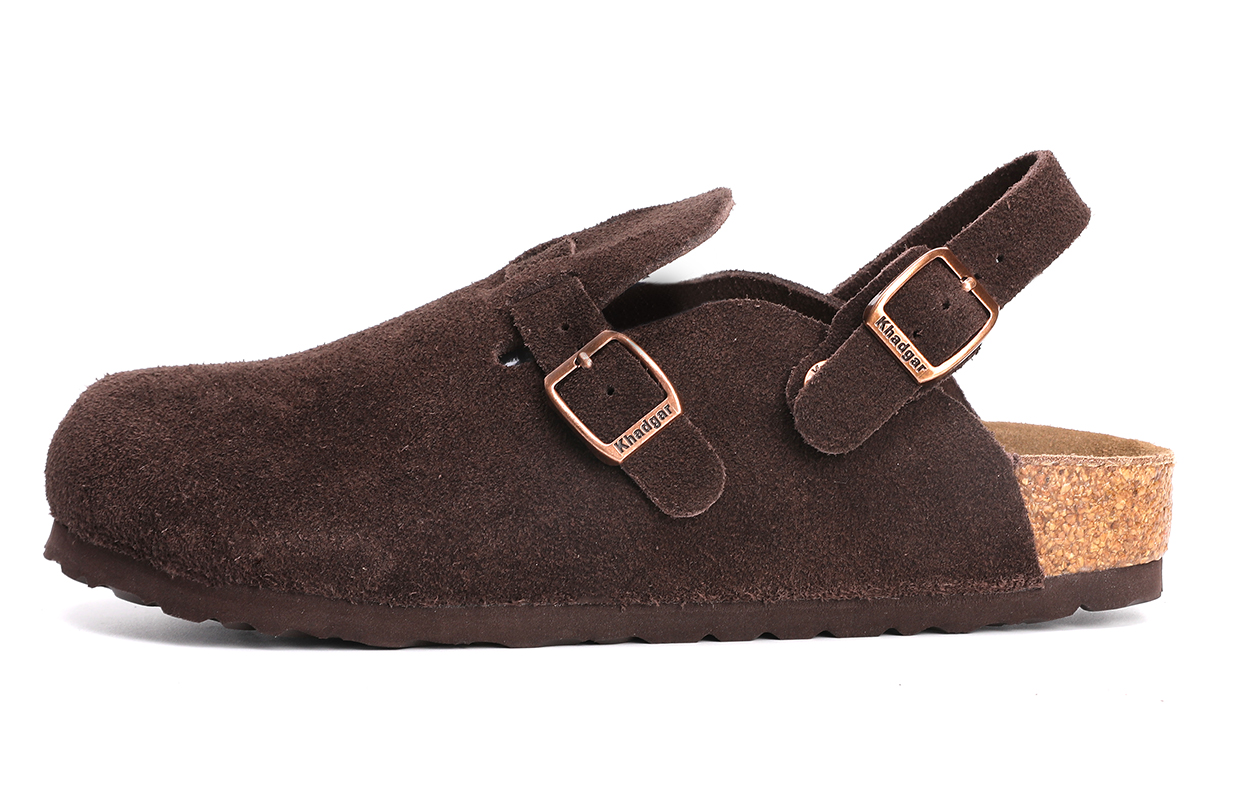 Khadgar Биркеншток унисекс мулы с частичным покрытием, реверсивные, на мягкой пробковой подошве, закрытые тапочки, тёмно-коричневые, цвет Dark Brown 
Khadgar Биркеншток унисекс мулы с частичным покрытием, реверсивные, на мягкой пробковой подошве, закрытые тапочки, тёмно-коричневые, цвет Dark Brown
