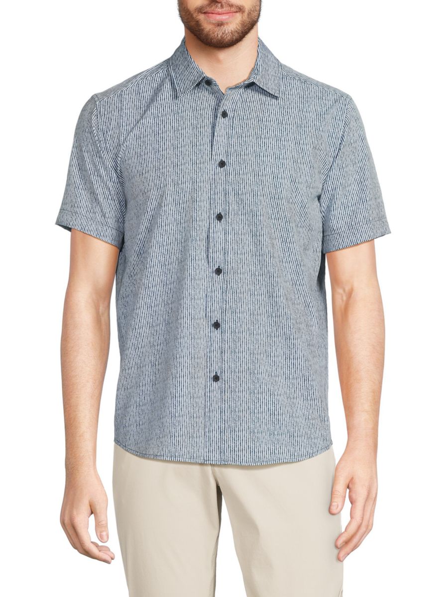 Полосатая рубашка с коротким рукавом Kenneth Cole, цвет Blue White 
Полосатая рубашка с коротким рукавом Kenneth Cole, цвет Blue White