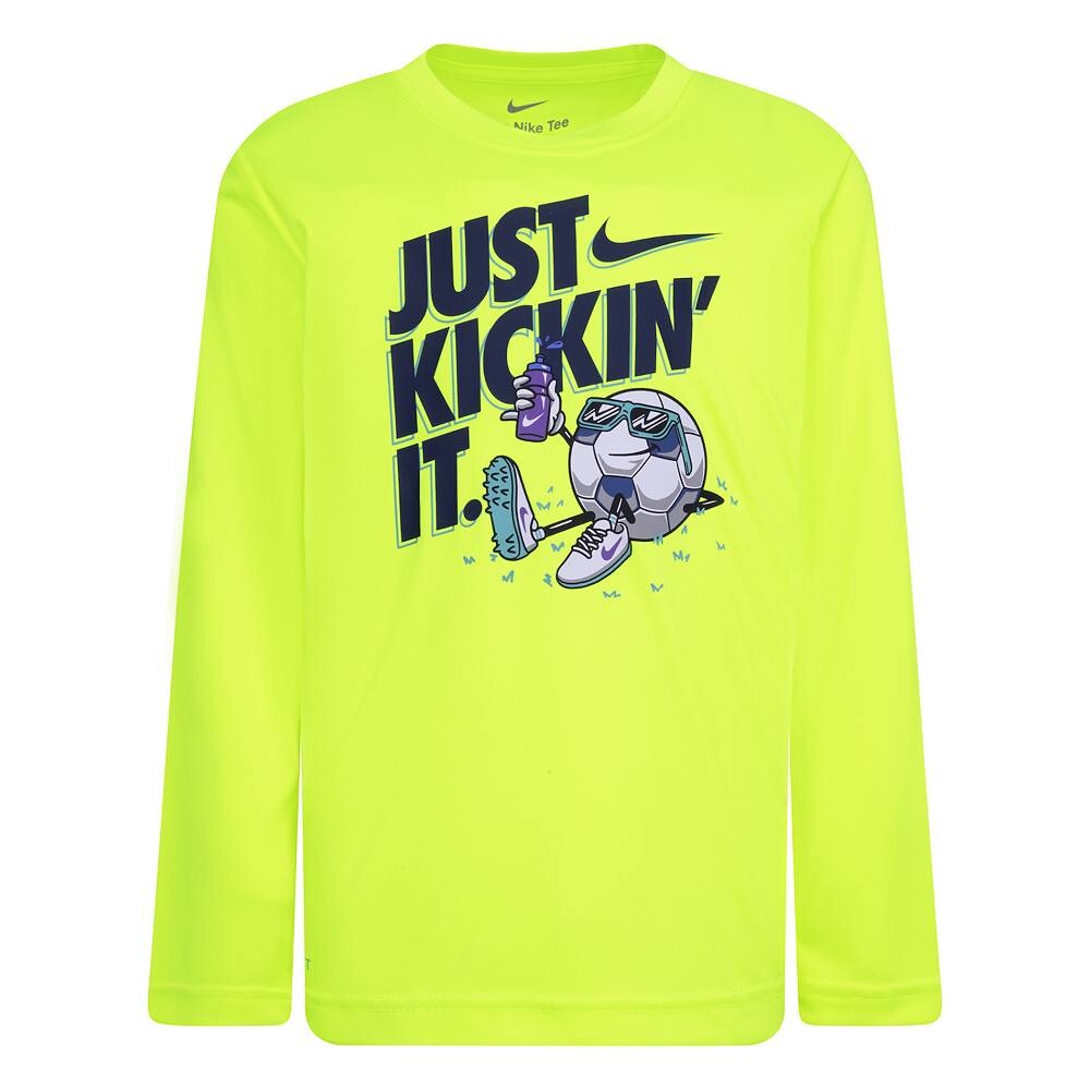 Мальчики 4–7 лет Nike «Just Kickin' It». Футбольная футболка с длинным рукавом Dri-FIT, цвет Volt Yellow
Мальчики 4–7 лет Nike «Just Kickin' It». Футбольная футболка с длинным рукавом Dri-FIT, цвет Volt Yellow