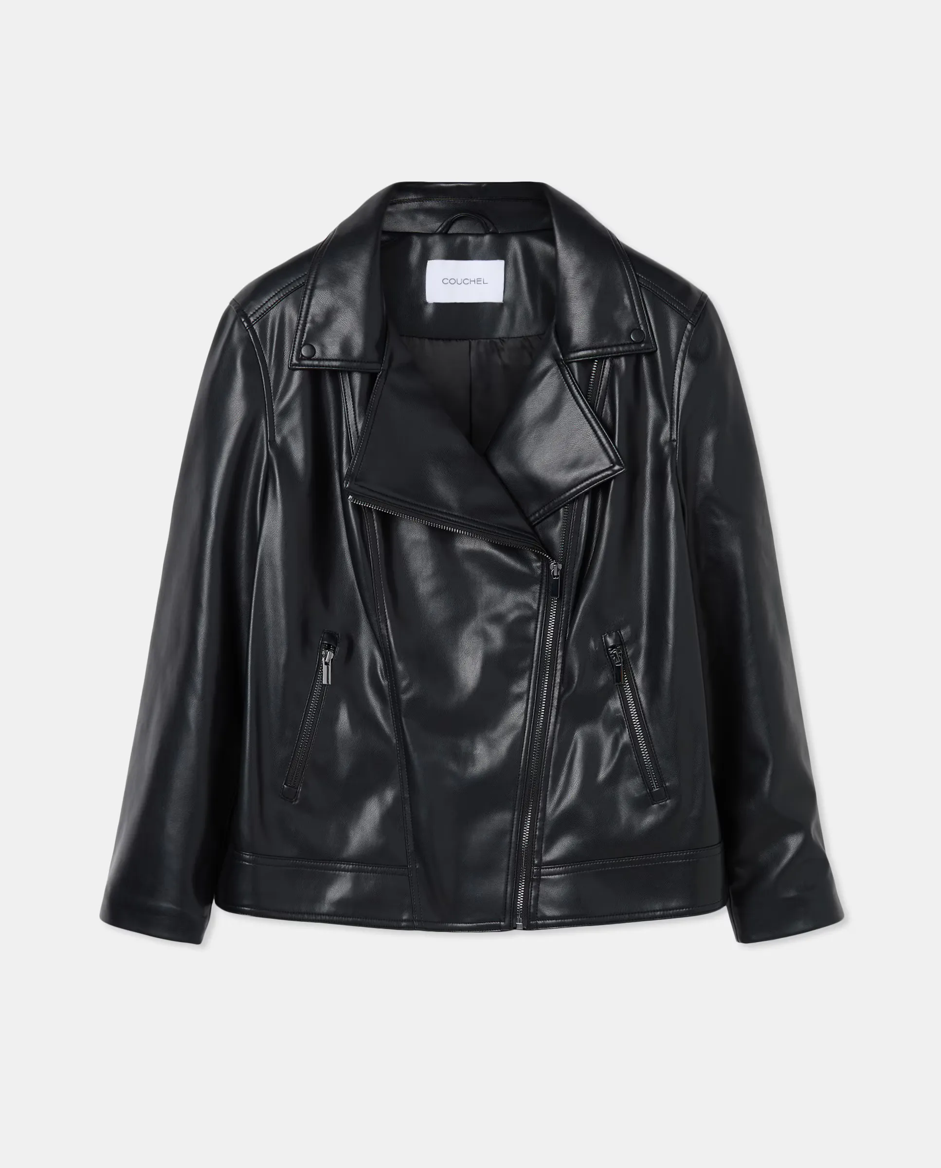 Женская гладкая кожаная куртка в стиле байкера Couchel, черный
Женская гладкая кожаная куртка в стиле байкера Couchel, черный