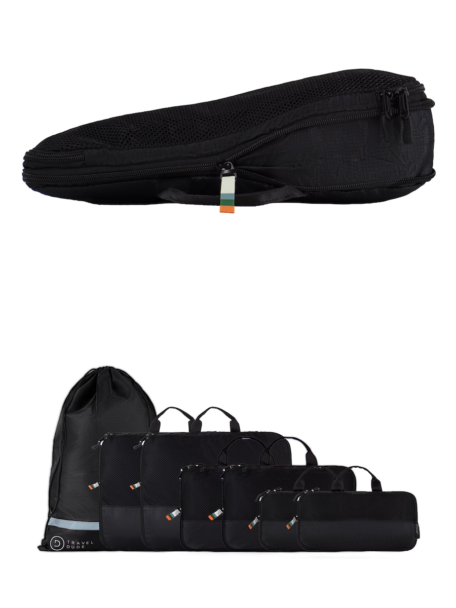 Дорожная сумка TRAVEL DUDE Packing Cubes Set 7-tlg. mit Kompression aus recycelten Plastikflaschen | Leichte Packwürfel | Packtaschen Set für Rucksack & Koffer, черный
Дорожная сумка TRAVEL DUDE Packing Cubes Set 7-tlg. mit Kompression aus recycelten Plastikflaschen | Leichte Packwürfel | Packtaschen Set für Rucksack & Koffer, черный