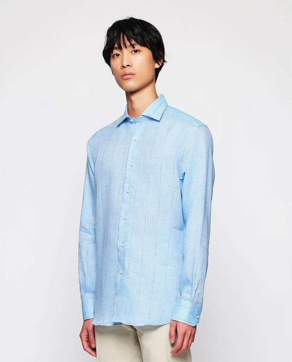 Мужская повседневная льняная рубашка в клетку с длинными рукавами Mirto, голубой
Мужская повседневная льняная рубашка в клетку с длинными рукавами Mirto, голубой