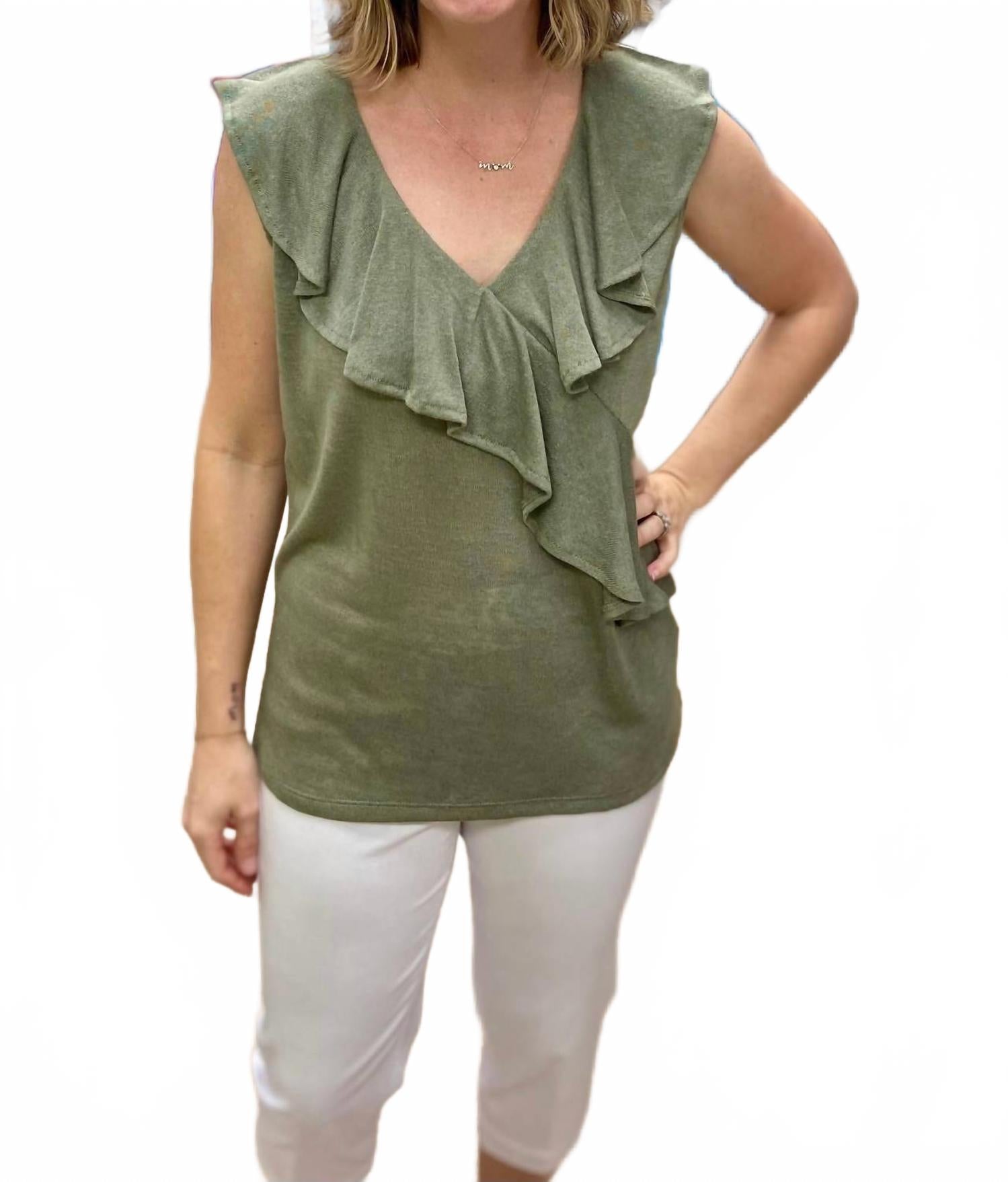 Майка с рюшами зеленого цвета MARBLE
Майка с рюшами зеленого цвета MARBLE