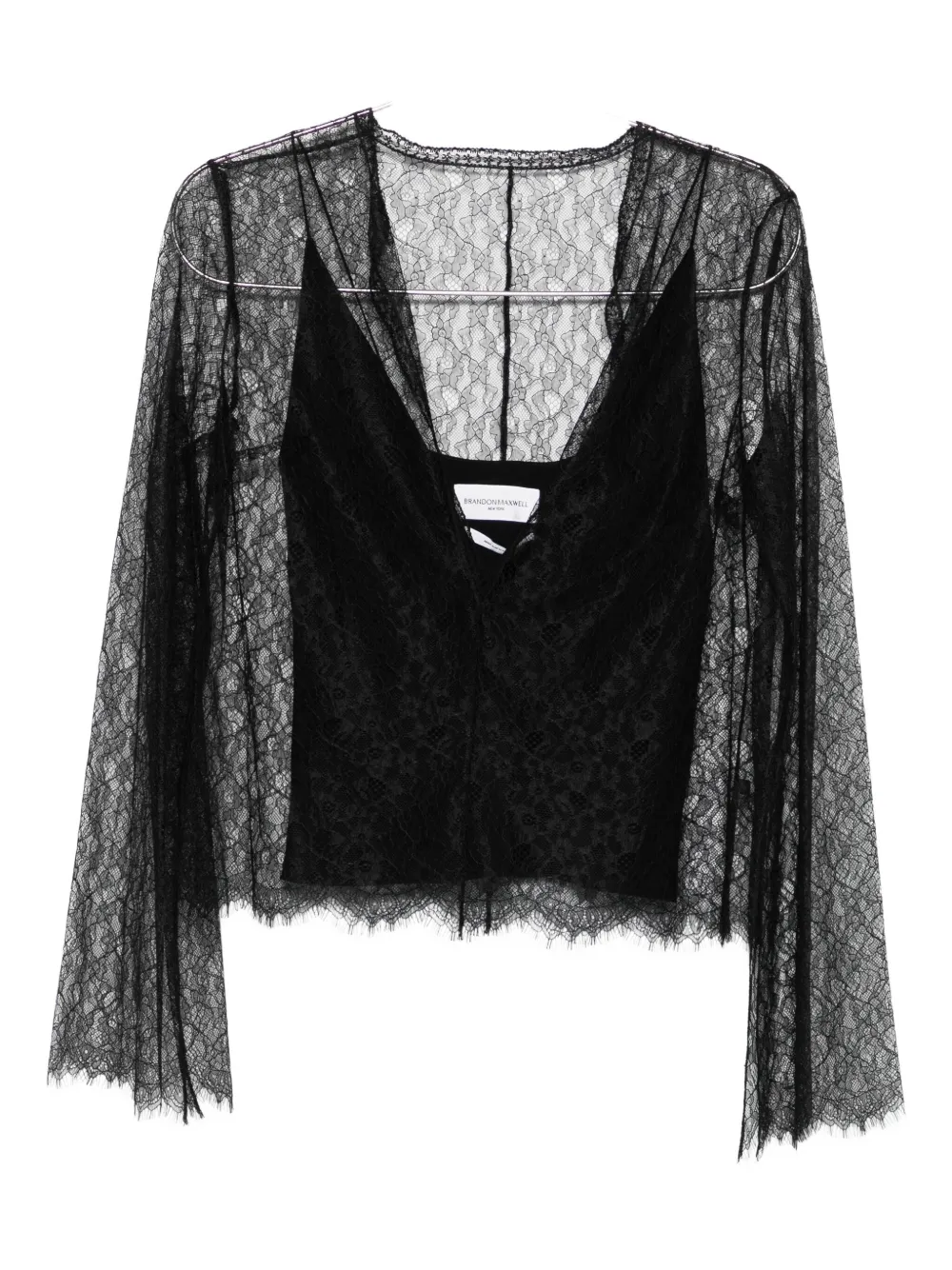 Кружевная блузка Элоизы Brandon Maxwell, черный 
Кружевная блузка Элоизы Brandon Maxwell, черный