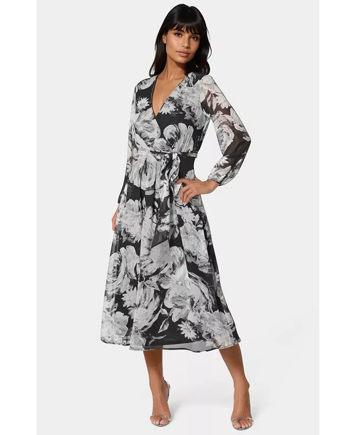 Женское миди-платье с принтом на запах Bebe, черный
Женское миди-платье с принтом на запах Bebe, черный