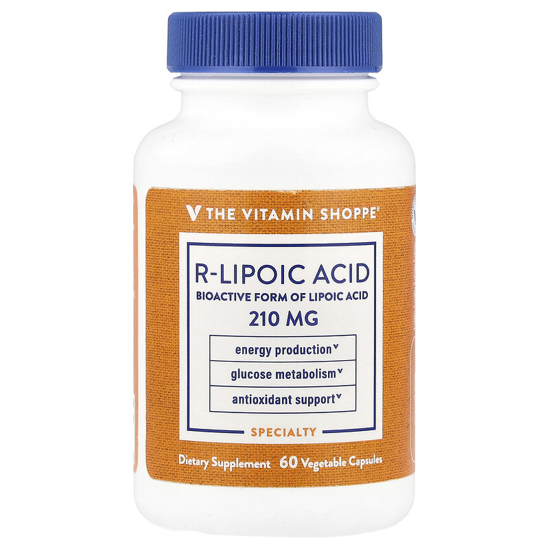 The Vitamin Shoppe, R-липоевая кислота, 60 растительных капсул
The Vitamin Shoppe, R-липоевая кислота, 60 растительных капсул