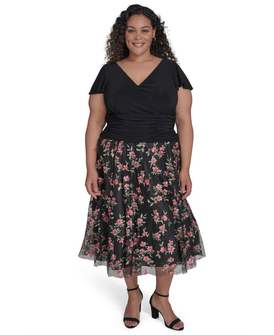 Платье больших размеров из комбинированной сетчатой ткани с юбкой-трапецией Jessica Howard, Black/Pink
Платье больших размеров из комбинированной сетчатой ткани с юбкой-трапецией Jessica Howard, Black/Pink