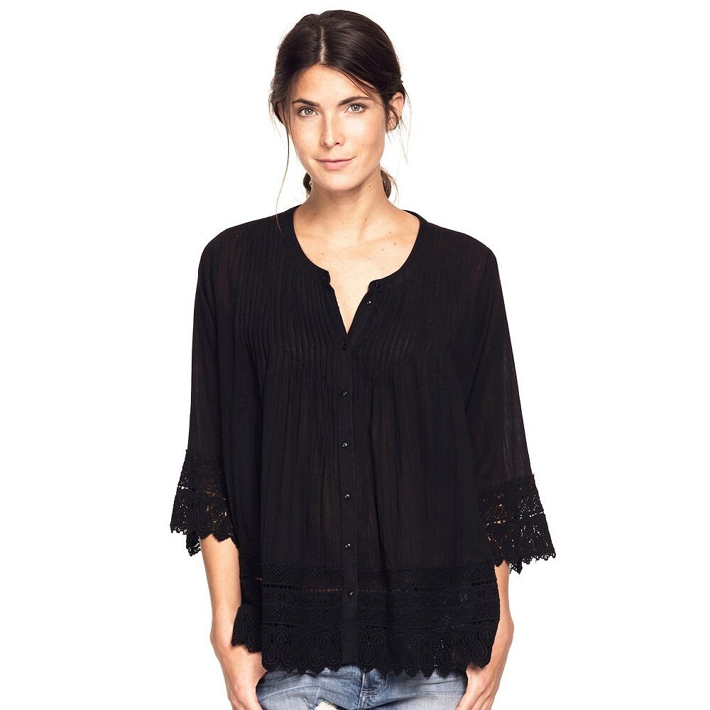 Женская блузка больших размеров Ellos с отделкой крючком, черный
Женская блузка больших размеров Ellos с отделкой крючком, черный