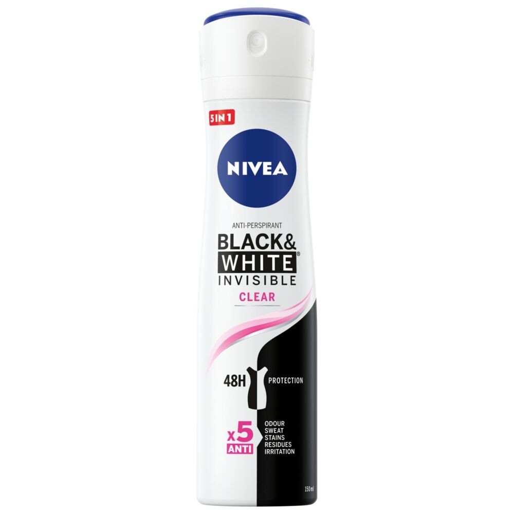Антиперспирант для женщин Nivea Black&White Invisible Clear, 150 мл
Антиперспирант для женщин Nivea Black&White Invisible Clear, 150 мл
