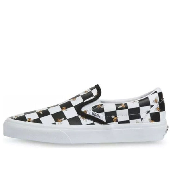 Кроссовки classic slip-on bee check 'black white' Vans, черный 
Кроссовки classic slip-on bee check 'black white' Vans, черный