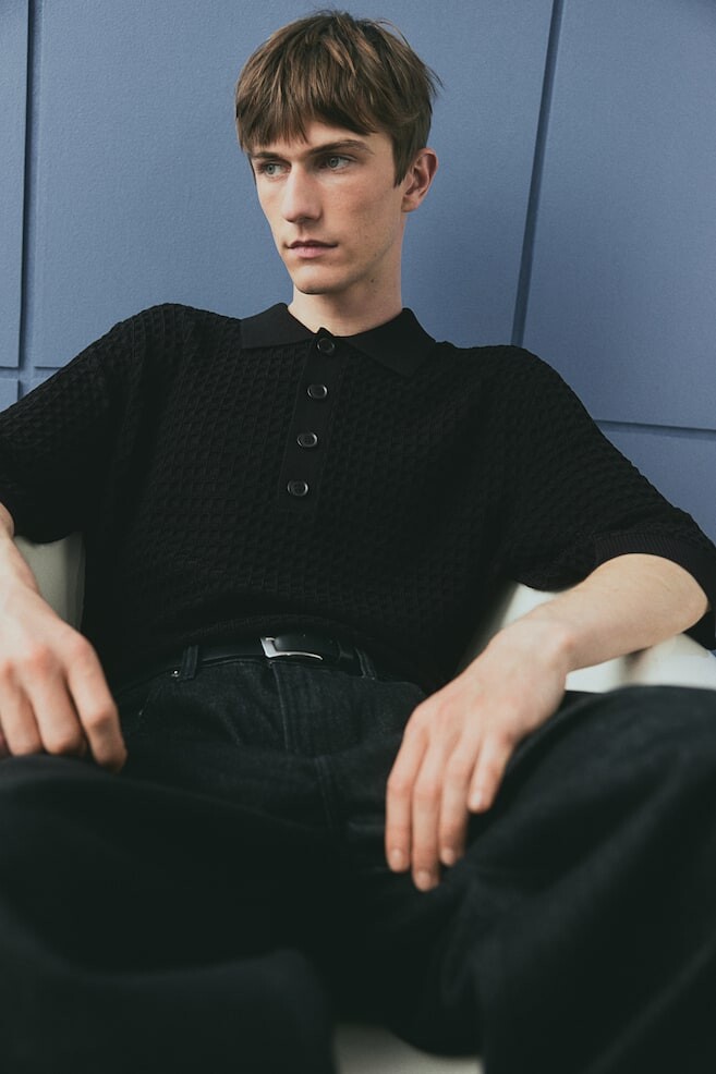 Рубашка-Поло классического кроя из вафельной вязки H&M, черный
Рубашка-Поло классического кроя из вафельной вязки H&M, черный