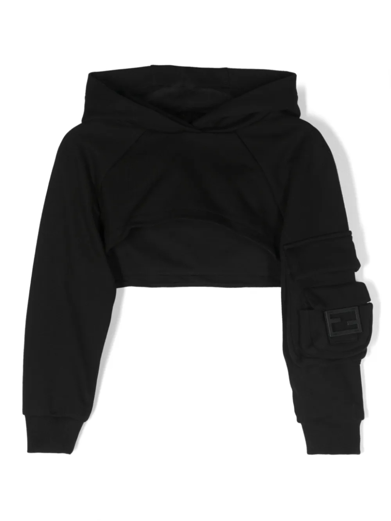 Укороченное худи с логотипом FF Fendi Kids, черный
Укороченное худи с логотипом FF Fendi Kids, черный