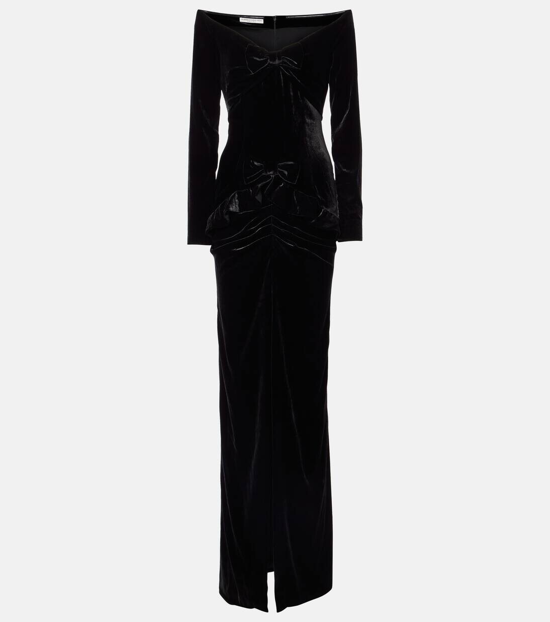 Бархатное платье с открытыми плечами и отделкой бантом Alessandra Rich, черный
Бархатное платье с открытыми плечами и отделкой бантом Alessandra Rich, черный