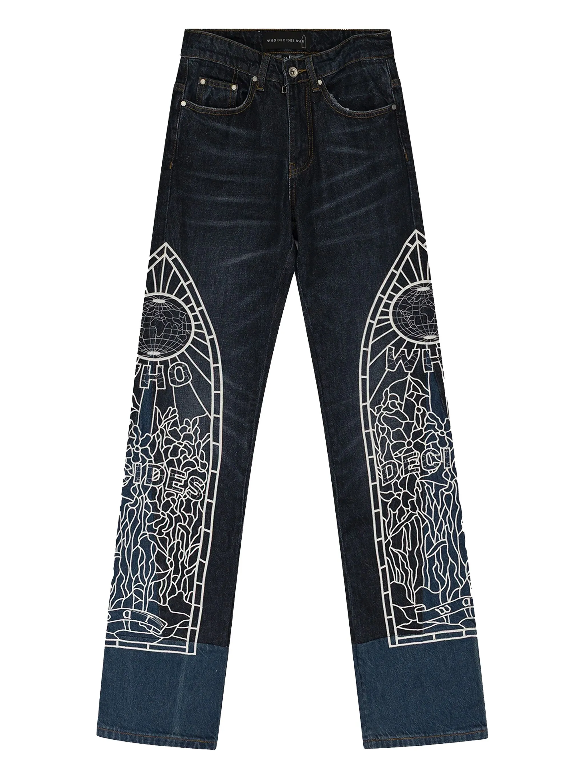 Джинсы с вышивкой Who Decides War, синий
Джинсы с вышивкой Who Decides War, синий