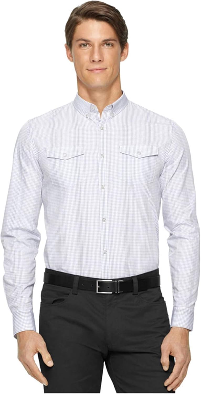 Мужская рубашка Calvin Klein в клетку гингем с длинным рукавом и воротником на пуговицах, White
Мужская рубашка Calvin Klein в клетку гингем с длинным рукавом и воротником на пуговицах, White