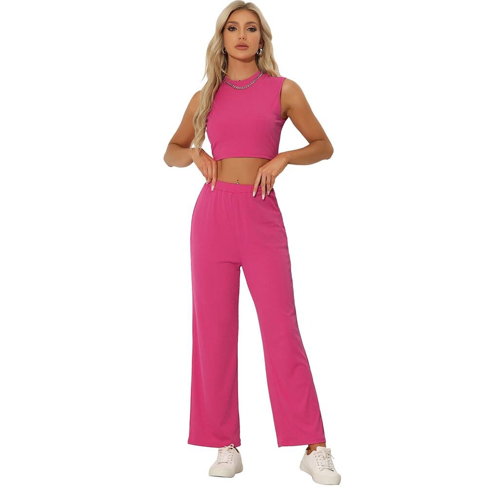 Комплект из 2 предметов без рукавов для женской укороченной майки и широких брюк, повседневный спортивный костюм ALLEGRA K, цвет Hot Pink
Комплект из 2 предметов без рукавов для женской укороченной майки и широких брюк, повседневный спортивный костюм ALLEGRA K, цвет Hot Pink
