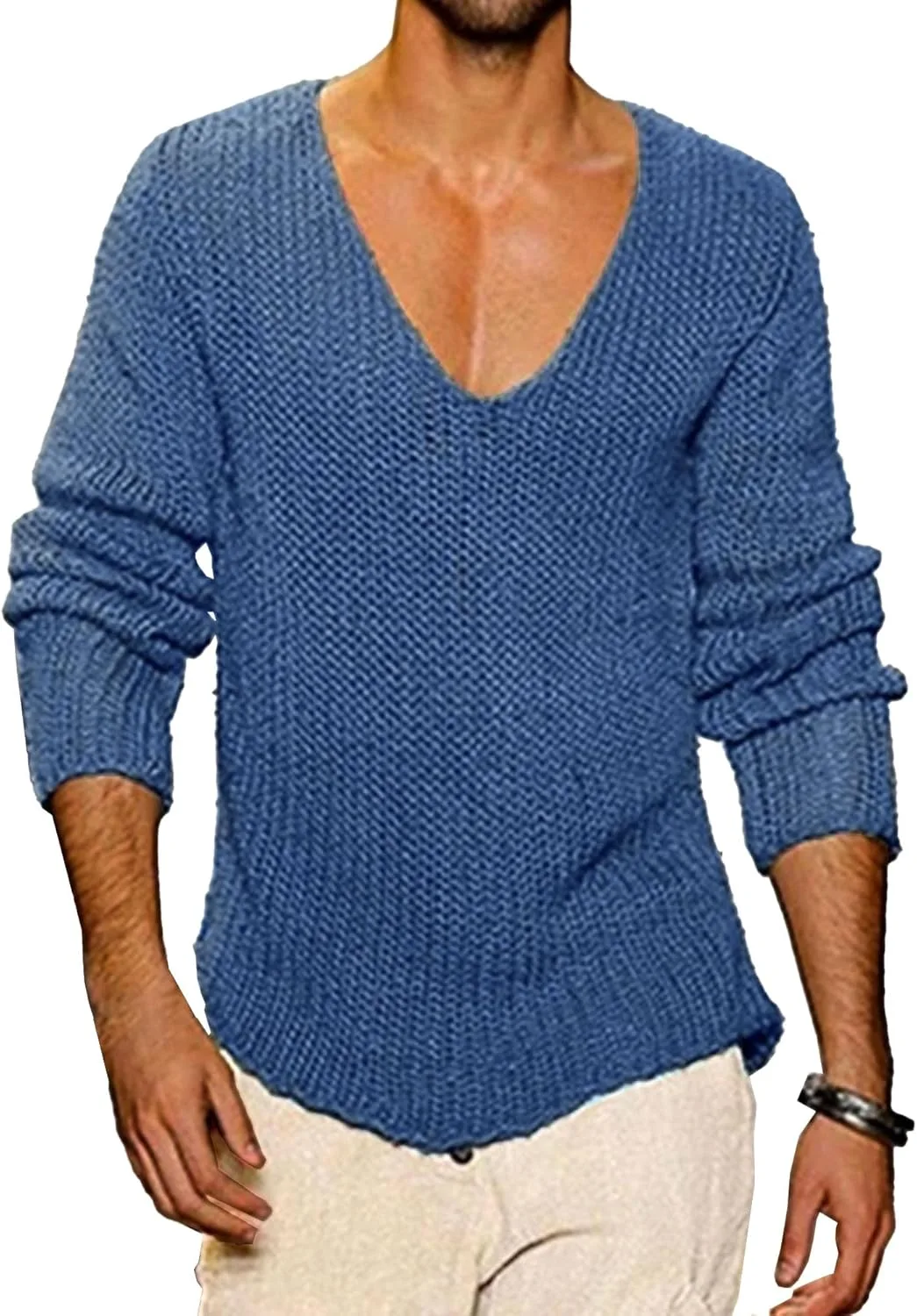 Мужской свитер с длинным рукавом и V-образным вырезом, свободный и модный JEShifangjiusu
Мужской свитер с длинным рукавом и V-образным вырезом, свободный и модный JEShifangjiusu