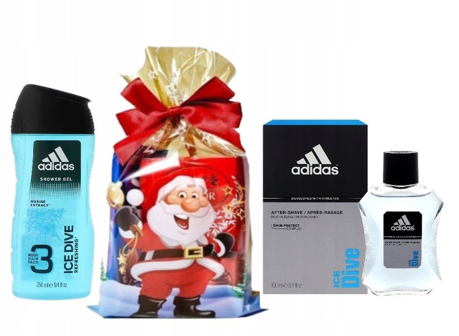 Мужской косметический набор Adidas для рождественского подарка. Лосьон после бритья + гель 
Мужской косметический набор Adidas для рождественского подарка. Лосьон после бритья + гель