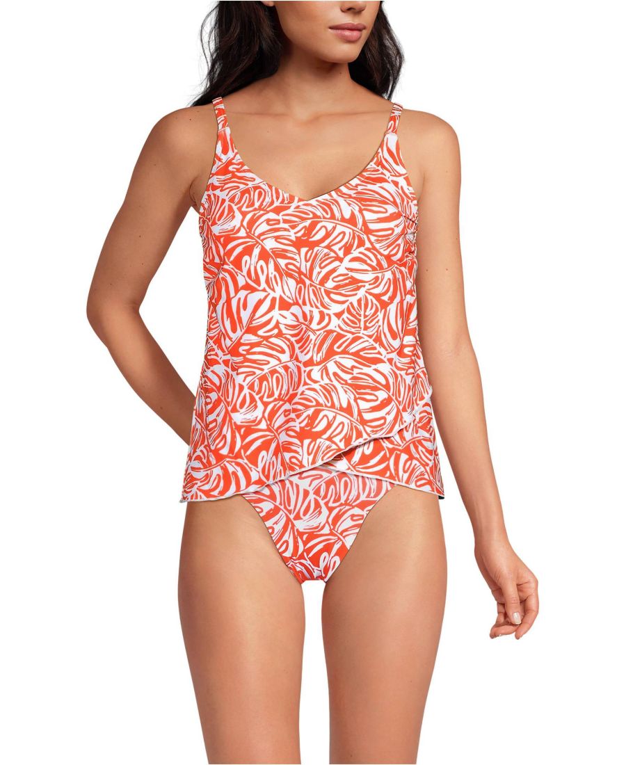 Женский топ-танкини с тюльпановидным краем, укороченный для невысоких женщин Lands' End, Orange mini tropic leaves
Женский топ-танкини с тюльпановидным краем, укороченный для невысоких женщин Lands' End, Orange mini tropic leaves
