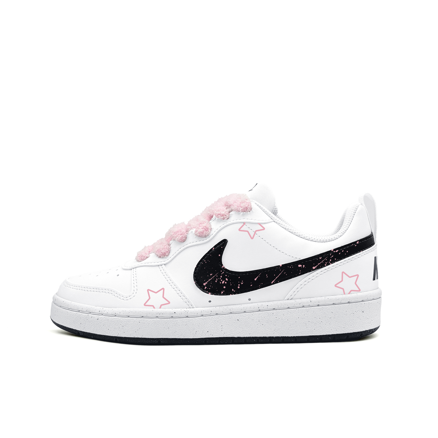 Nike Court Borough Pink Starry Sky Synthetic Leather Abrasion Resistant Low top Skateboard Shoes Black White Teenagers
Nike Court Borough Pink Starry Sky Synthetic Leather Abrasion Resistant Low top Skateboard Shoes Black White Teenagers