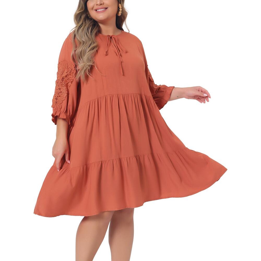 Женское повседневное летнее платье миди с v-образным вырезом и кружевными рукавами больших размеров с рюшами и подолом Agnes Orinda, оранжевый
Женское повседневное летнее платье миди с v-образным вырезом и кружевными рукавами больших размеров с рюшами и подолом Agnes Orinda, оранжевый
