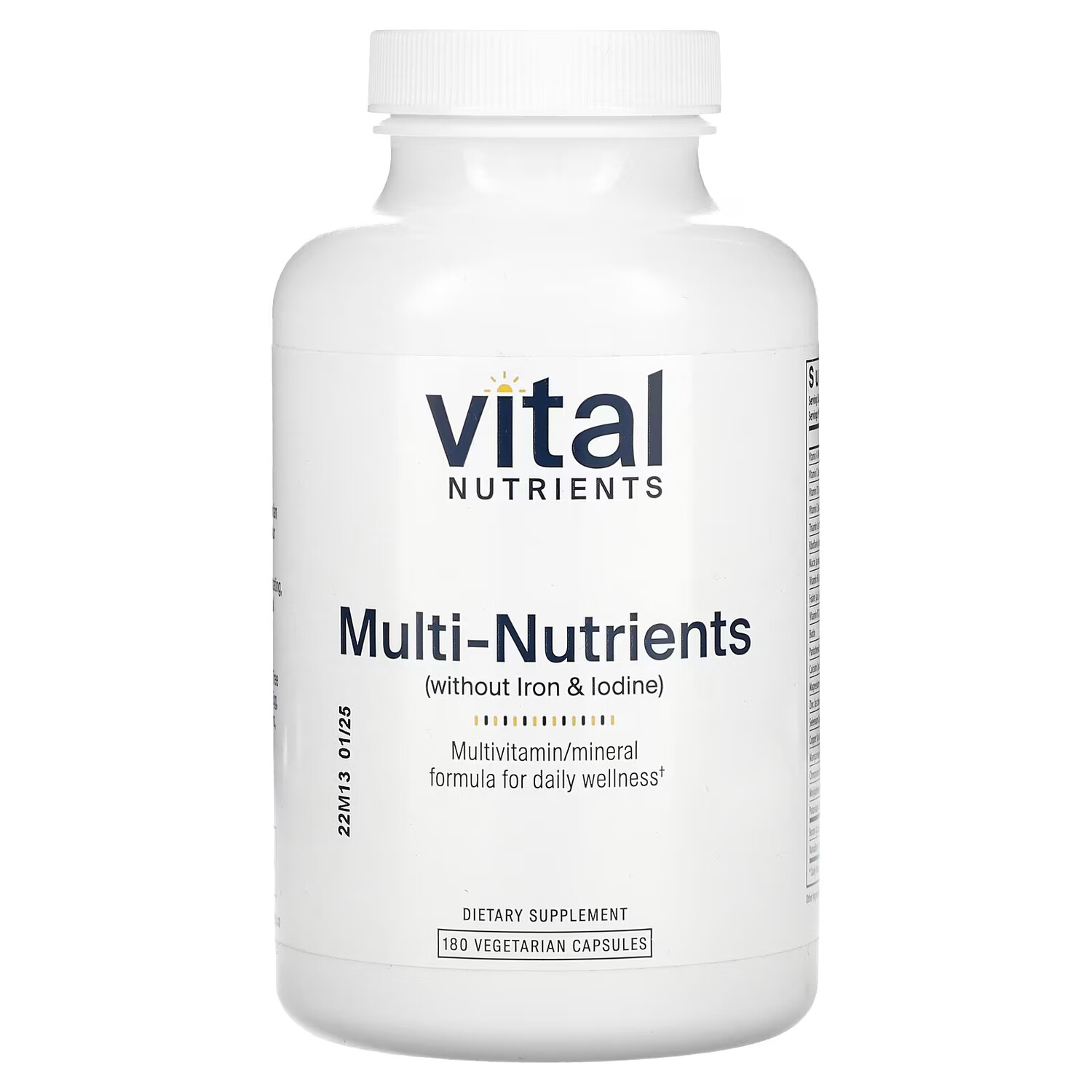 Мультивитамины без железа и йода Vital Nutrients, 180 капсул
Мультивитамины без железа и йода Vital Nutrients, 180 капсул
