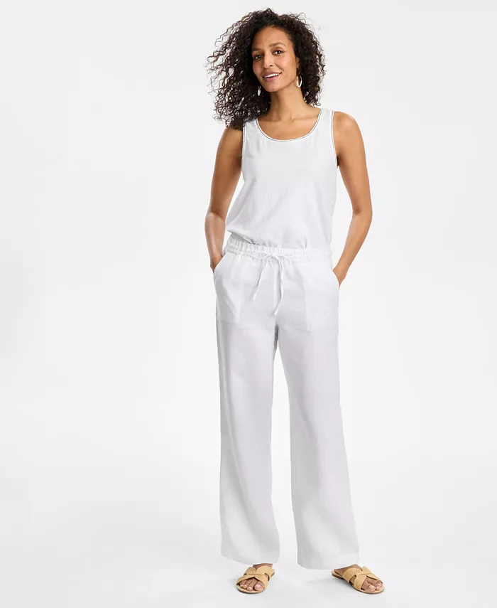 Женские льняные брюки на шнурке 100% лен Charter Club, белый
Женские льняные брюки на шнурке 100% лен Charter Club, белый