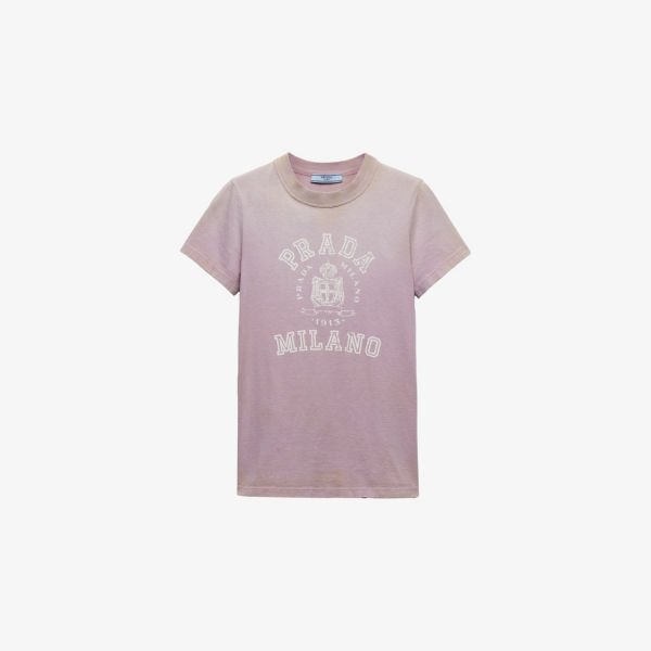 Футболка Prada с круглым вырезом и принтом логотипа, фиолетовый
Футболка Prada с круглым вырезом и принтом логотипа, фиолетовый